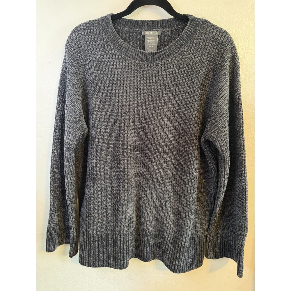 Matty M Women's Long Sleeved Gray Crew Neck Pullover Casual Knit Sweater Size M